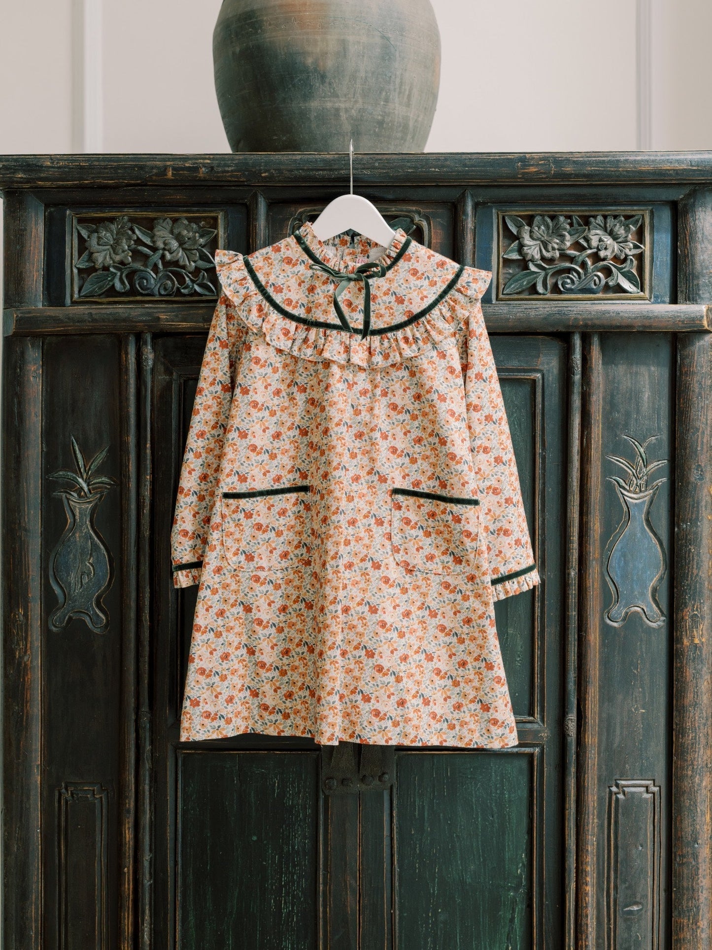 Terracotta Floral Alita Girl Empire Dress