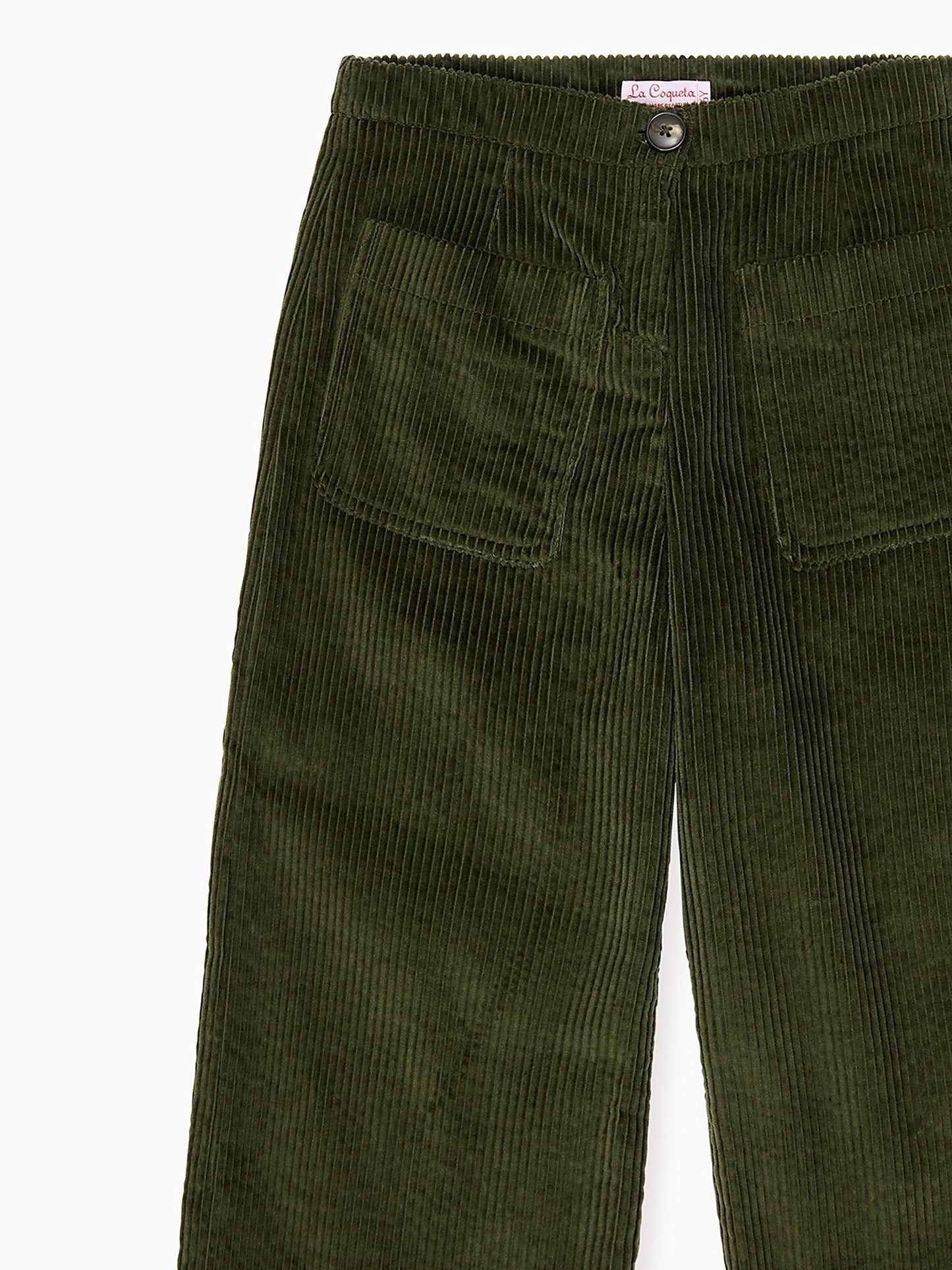 Olive Green Alma Corduroy Girl Pants