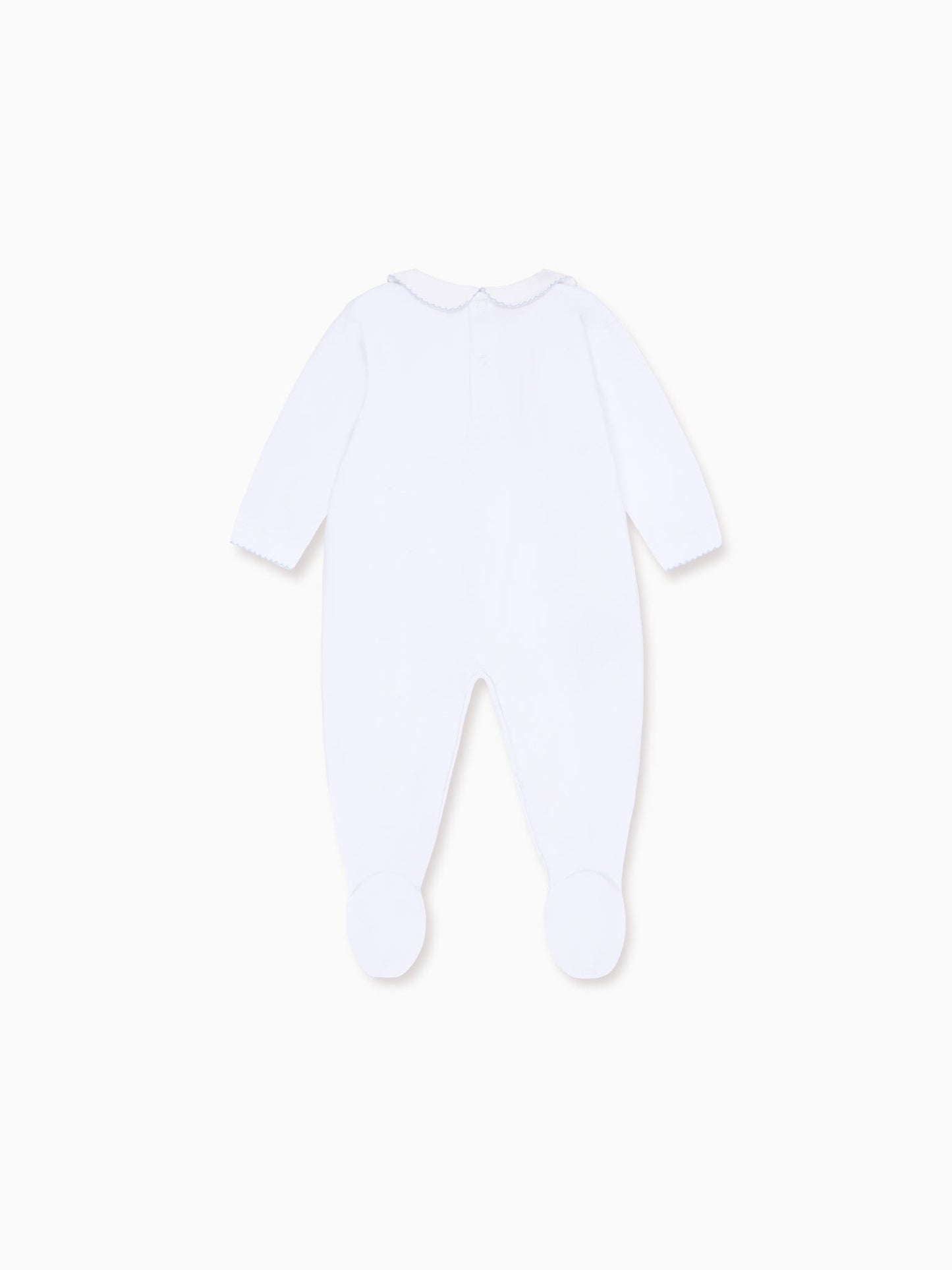 White Angel Baby Hand-Smocked Sleepsuit