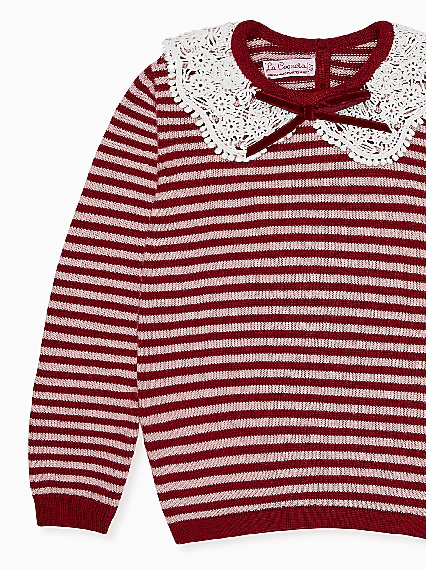 Burgundy Stripe Blanca Merino Girl Sweater