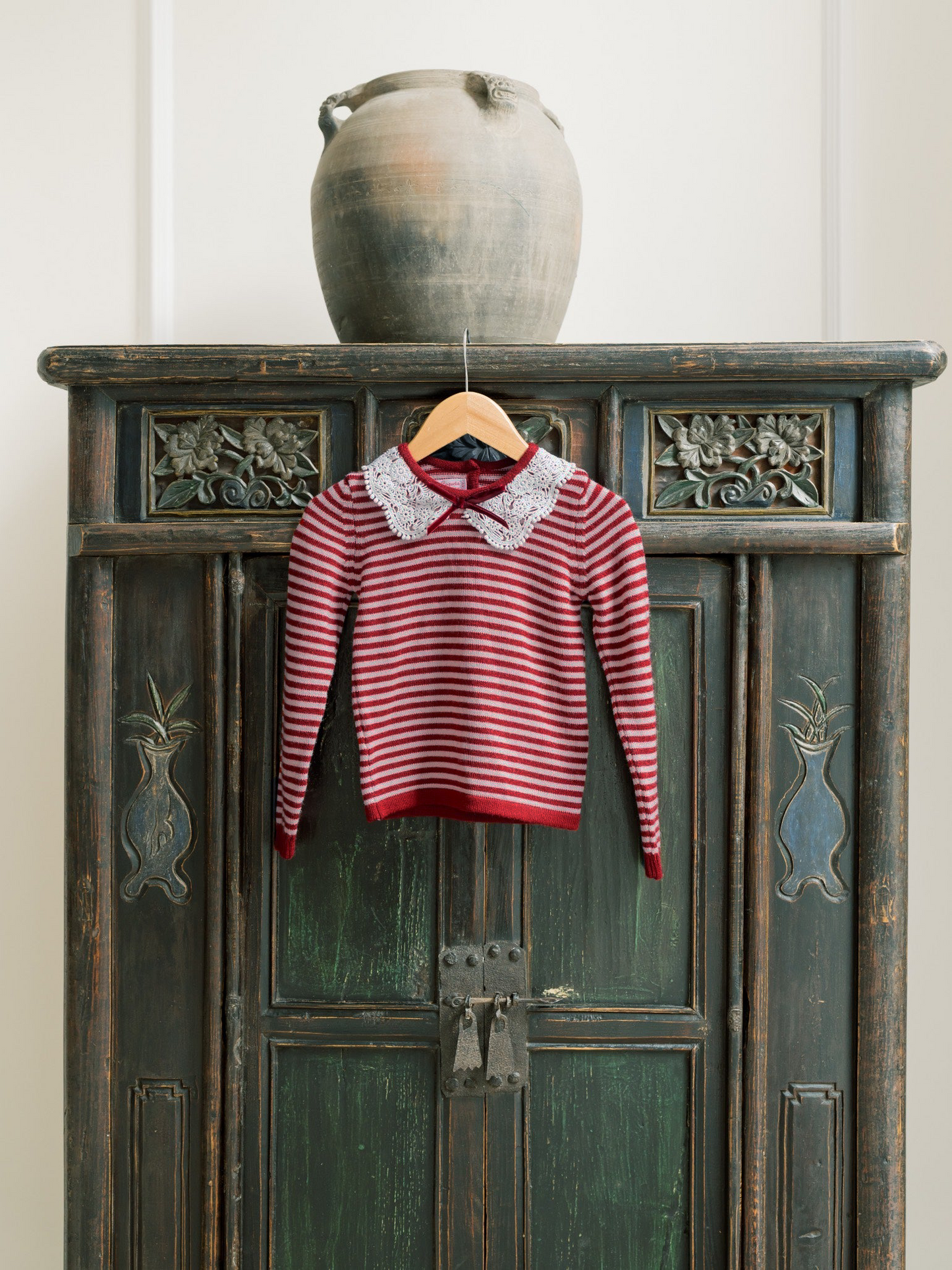 Burgundy Stripe Blanca Merino Girl Sweater