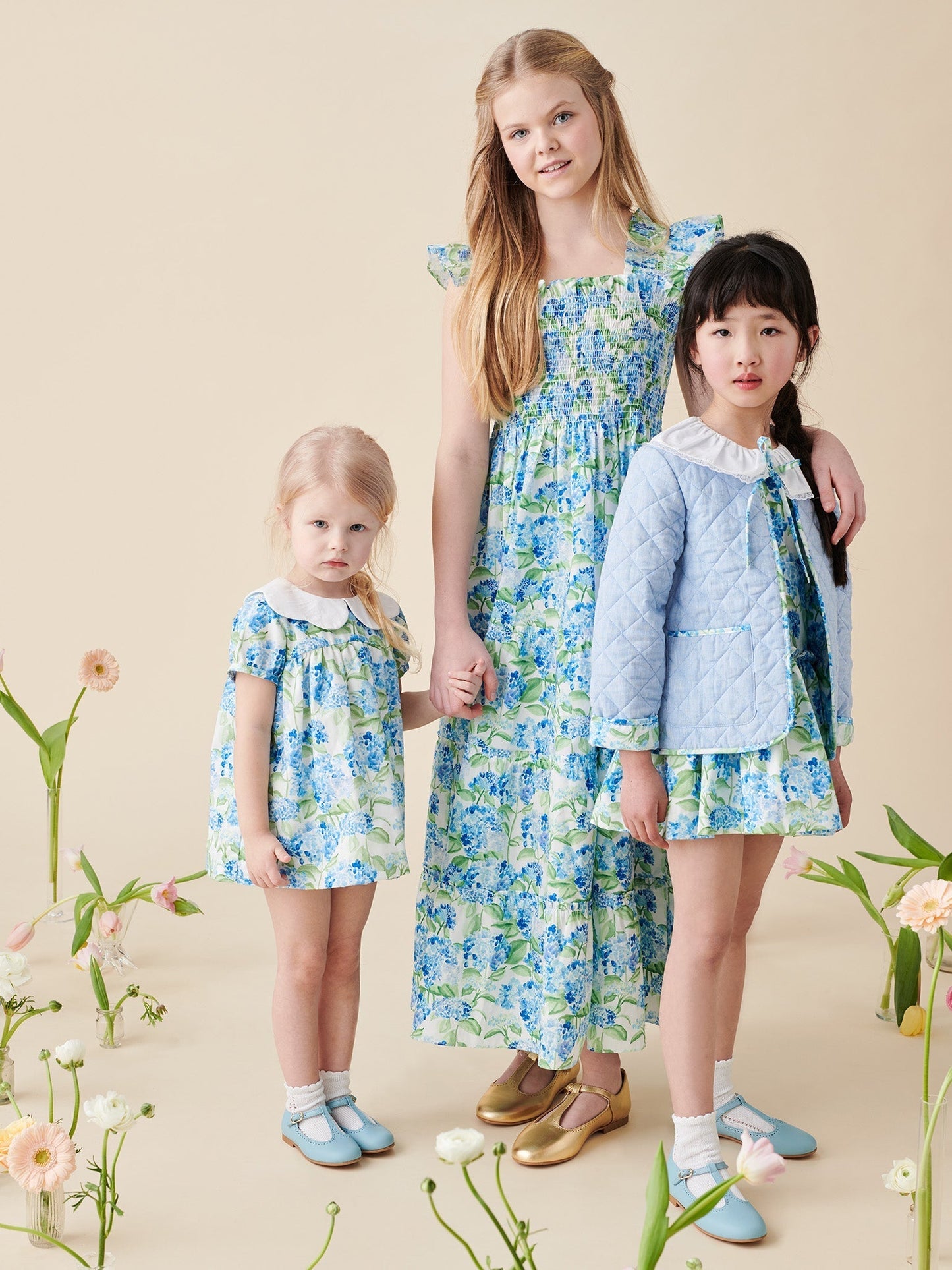 Hill House Home X La Coqueta Blue Watercolour Hydrangea Hestia Baby Girl Set