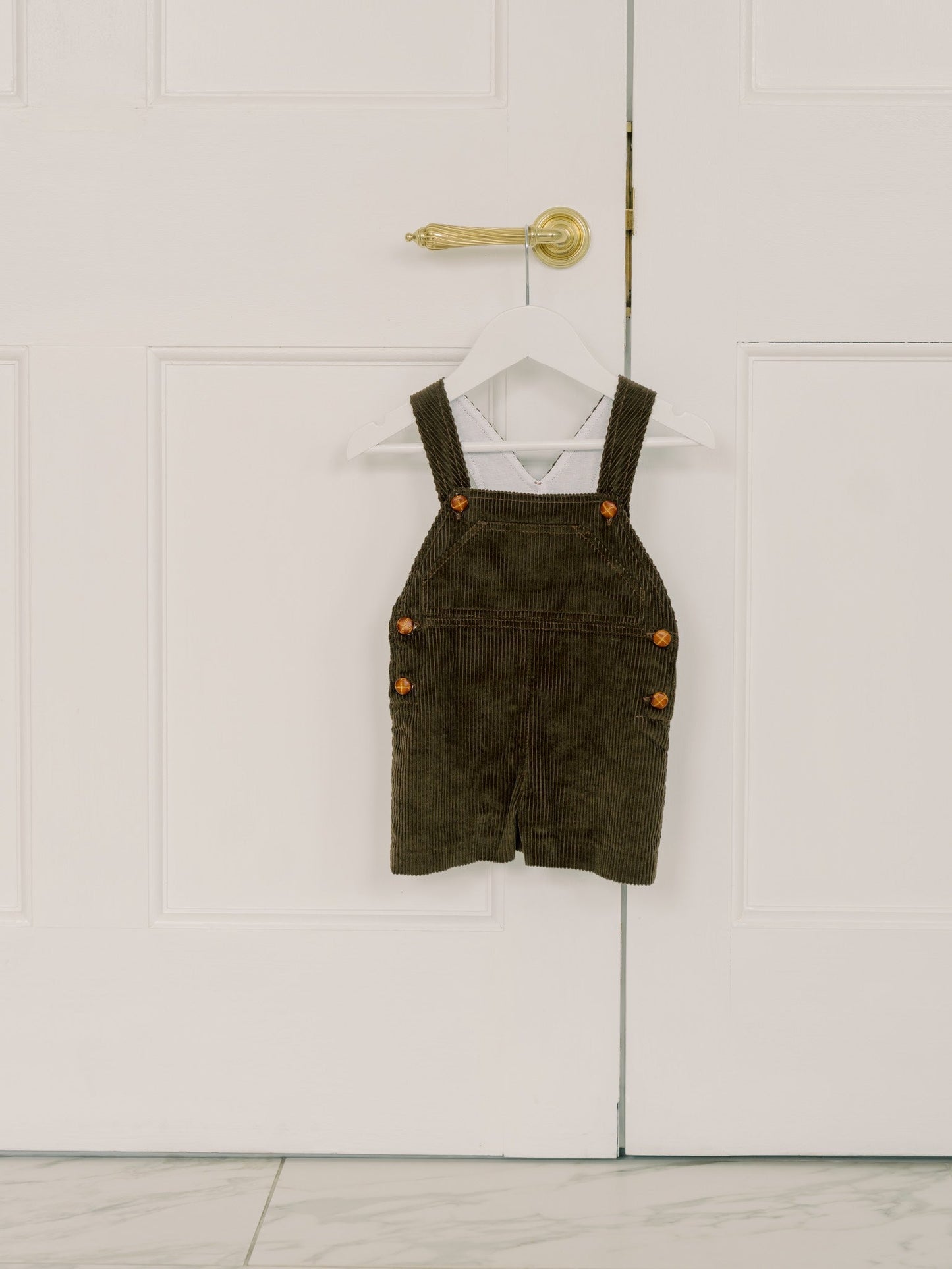 Chocolate Brown Salma Corduroy Baby Overalls