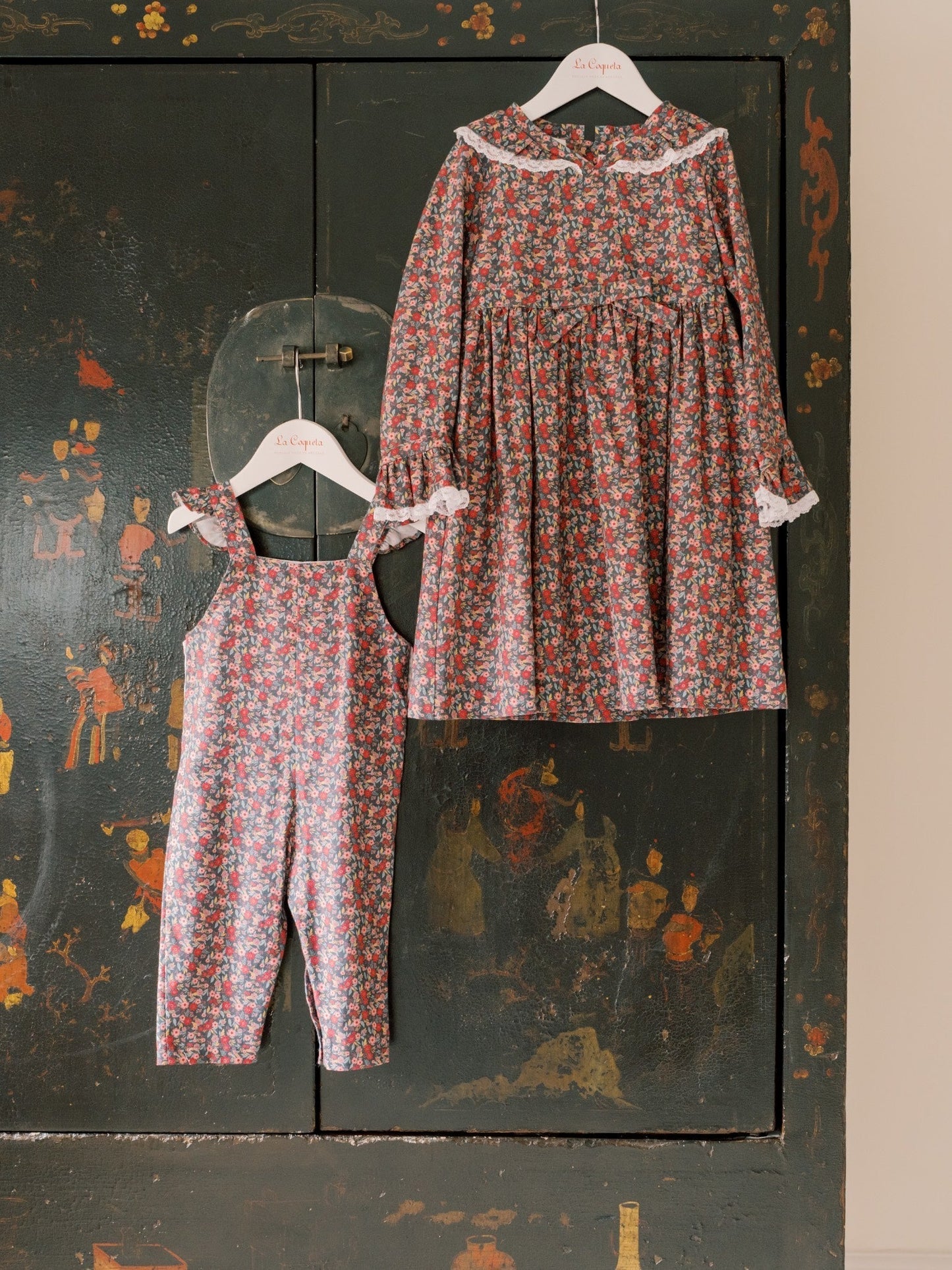 Navy Floral Delphina Baby Girl Overalls