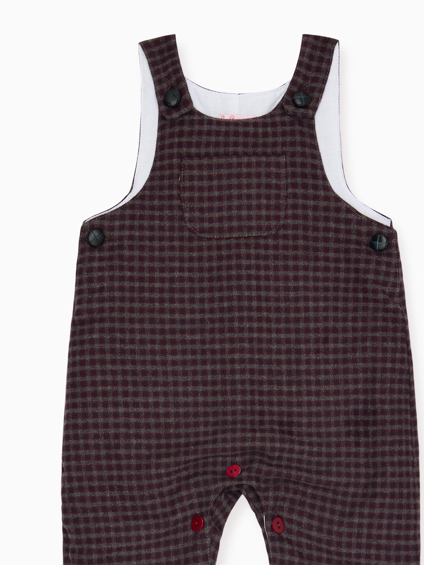 Burgundy Check Coroza Baby Overalls