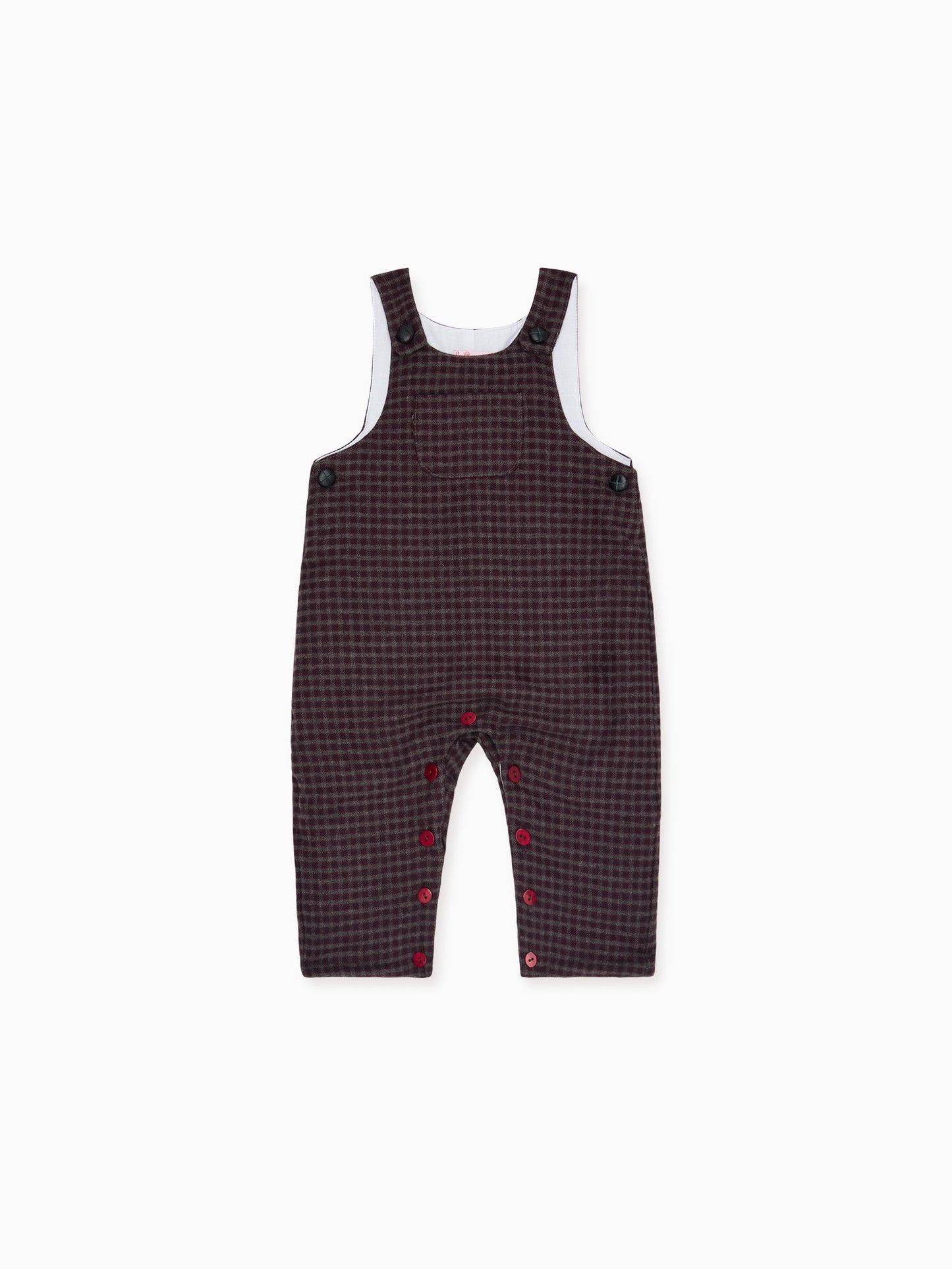 Burgundy Check Coroza Baby Overalls