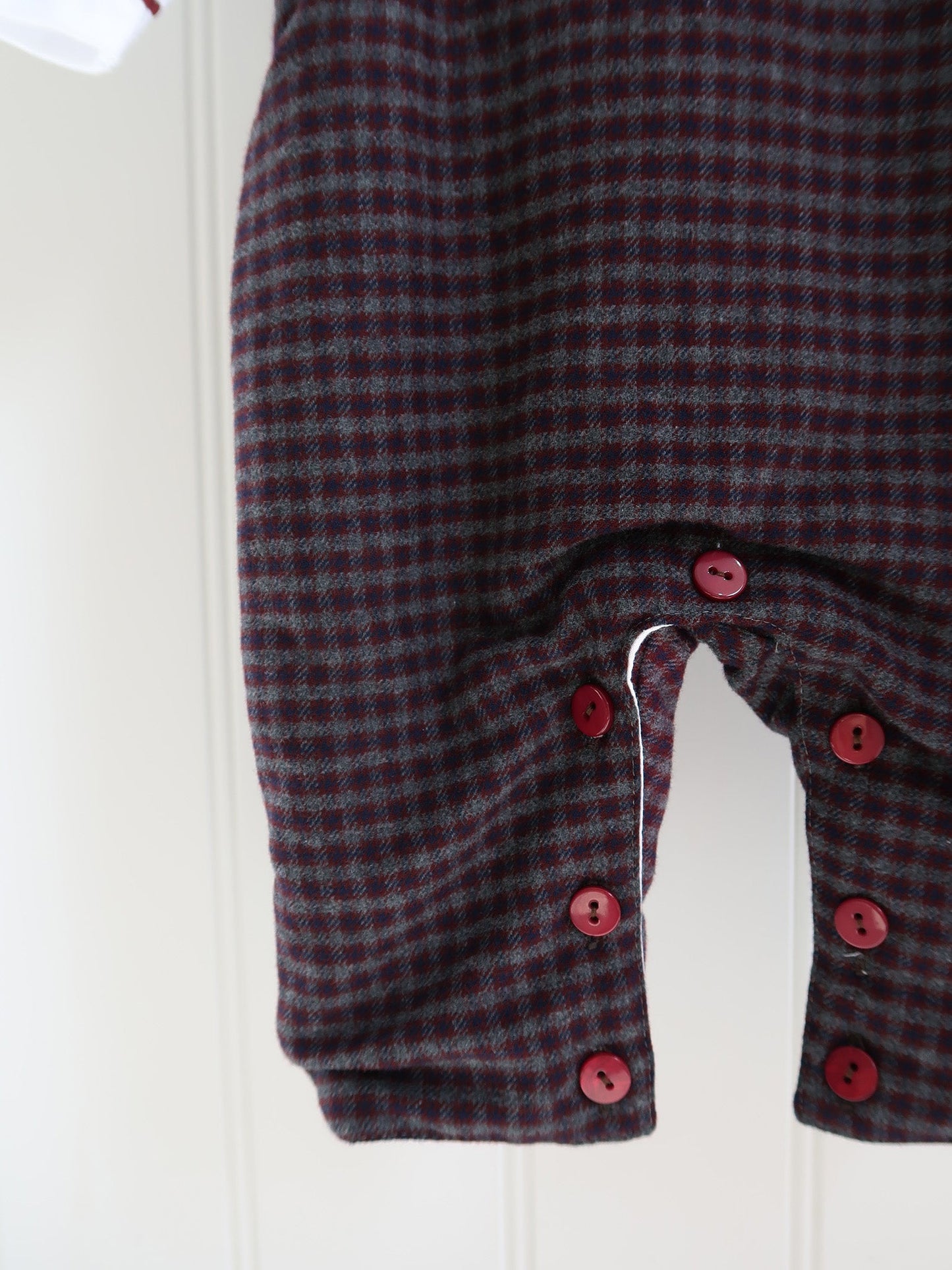 Burgundy Check Coroza Baby Overalls