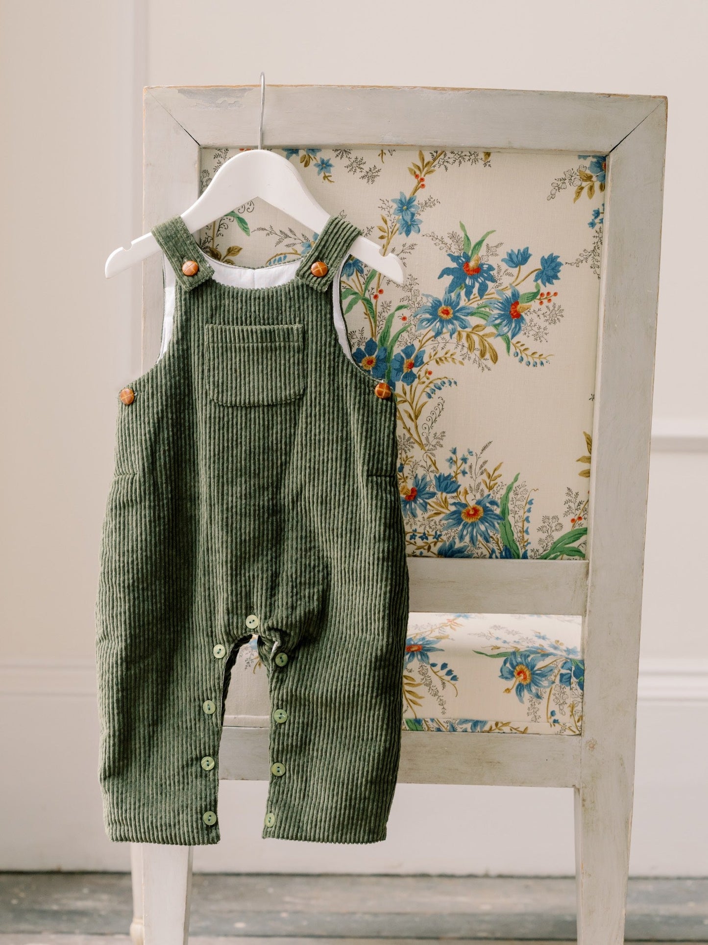 Olive Green Coroza Corduroy Baby Overalls
