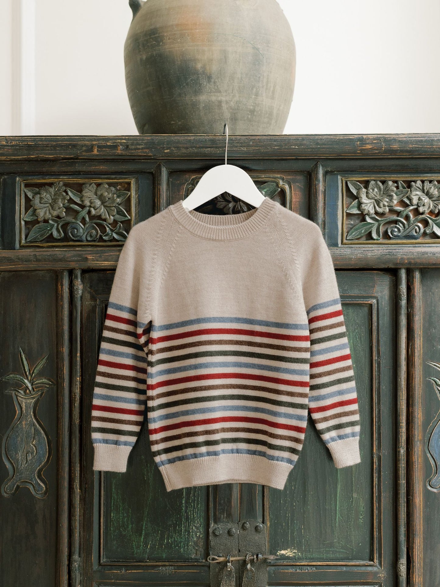 Oatmeal Stripe Curro Merino Boy Sweater