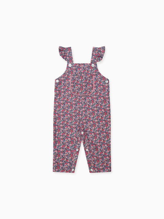 Navy Floral Delphina Baby Girl Overalls