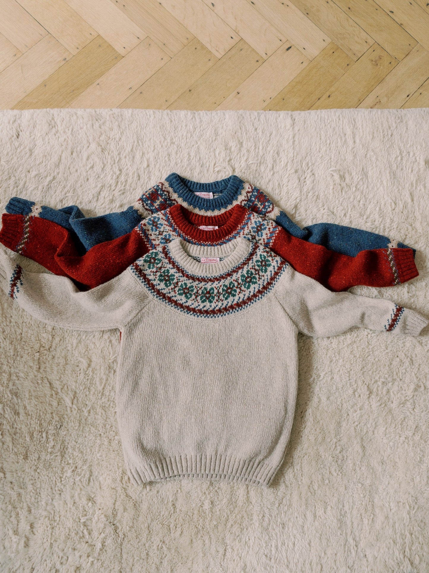 Oatmeal Melange Merino Fair Isle Kids Sweater