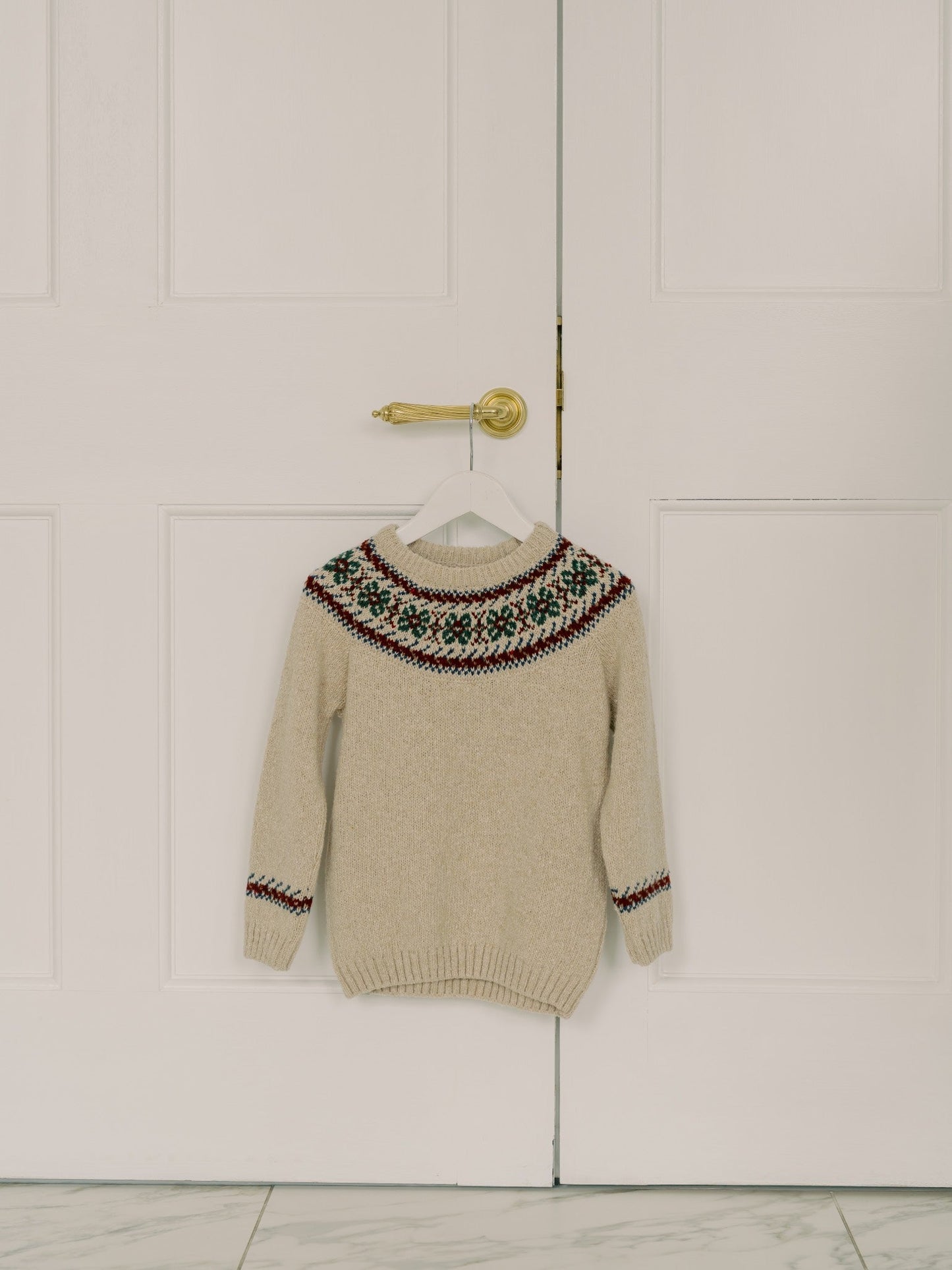 Oatmeal Melange Merino Fair Isle Kids Sweater