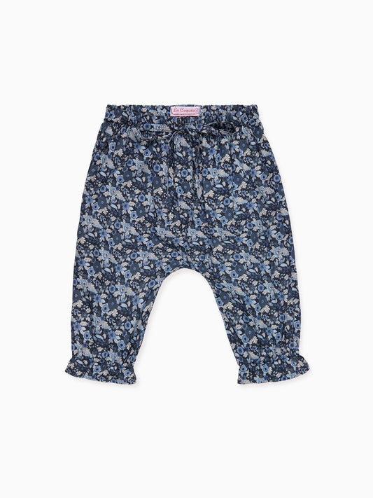 Navy Floral Forna Baby Girl Pants