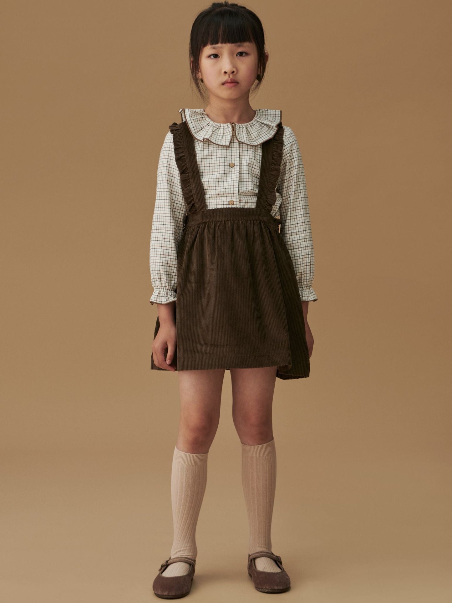 Caramel Check Francisca Girl Long Sleeve Shirt