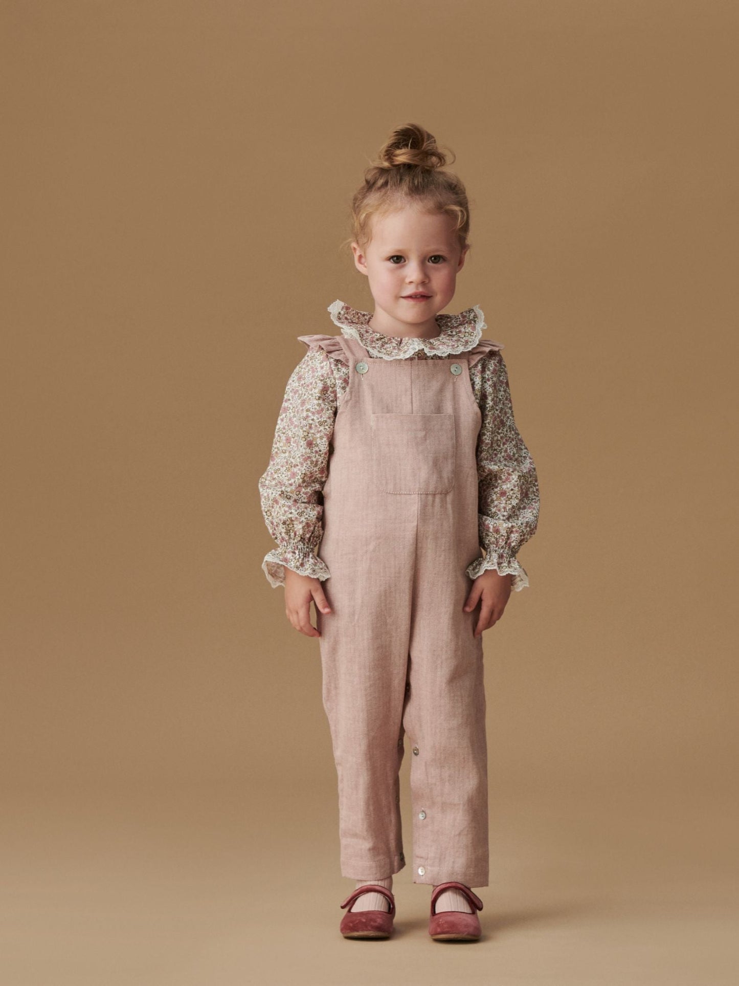 Dusty Pink Delphina Baby Girl Overalls