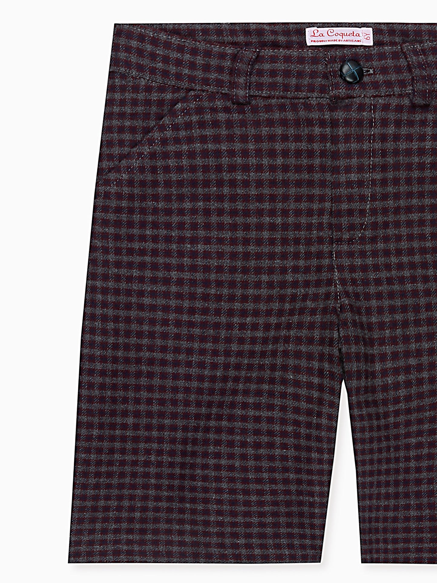 Burgundy Check Lucas Boy Shorts