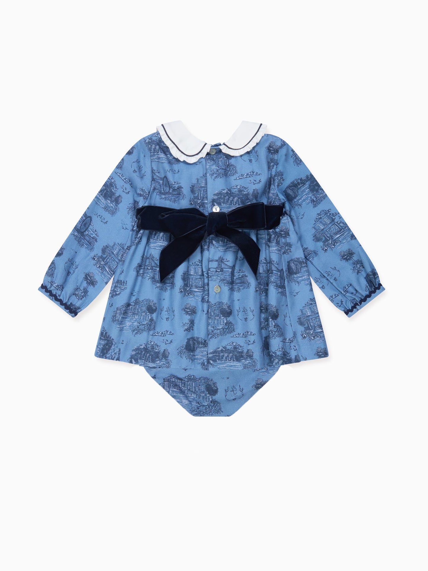 Blue Toile De Jouy Luisetta Baby Girl Set