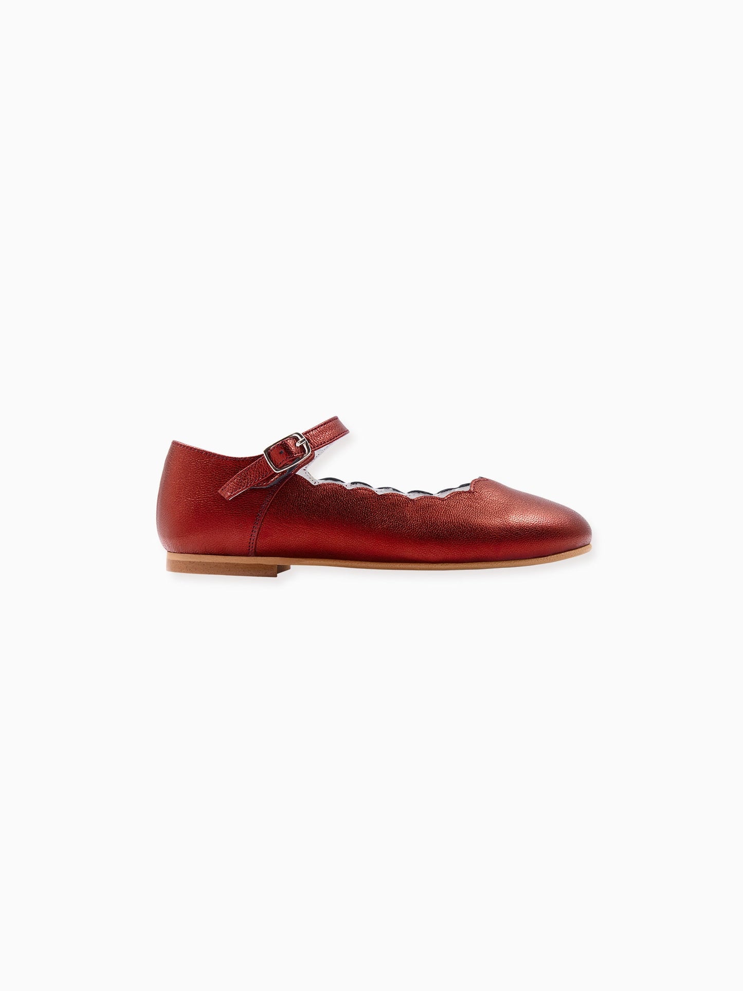 Red Metallic Scallop Mary Jane