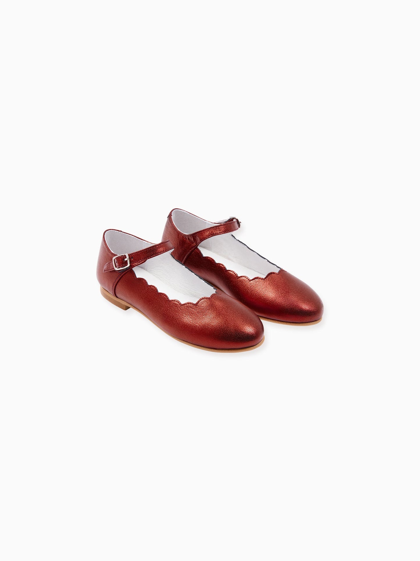 Red Metallic Scallop Mary Jane