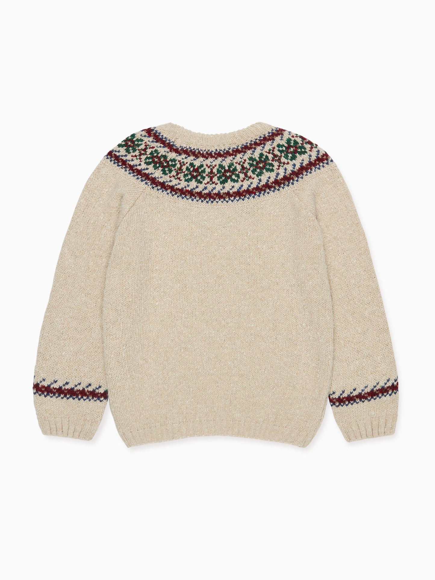 Oatmeal Melange Merino Fair Isle Kids Sweater