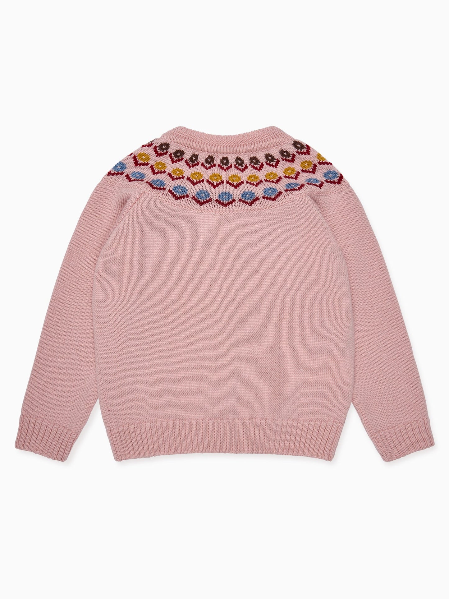 Dusty Pink Nelia Merino Fair Isle Baby Girl Cardigan