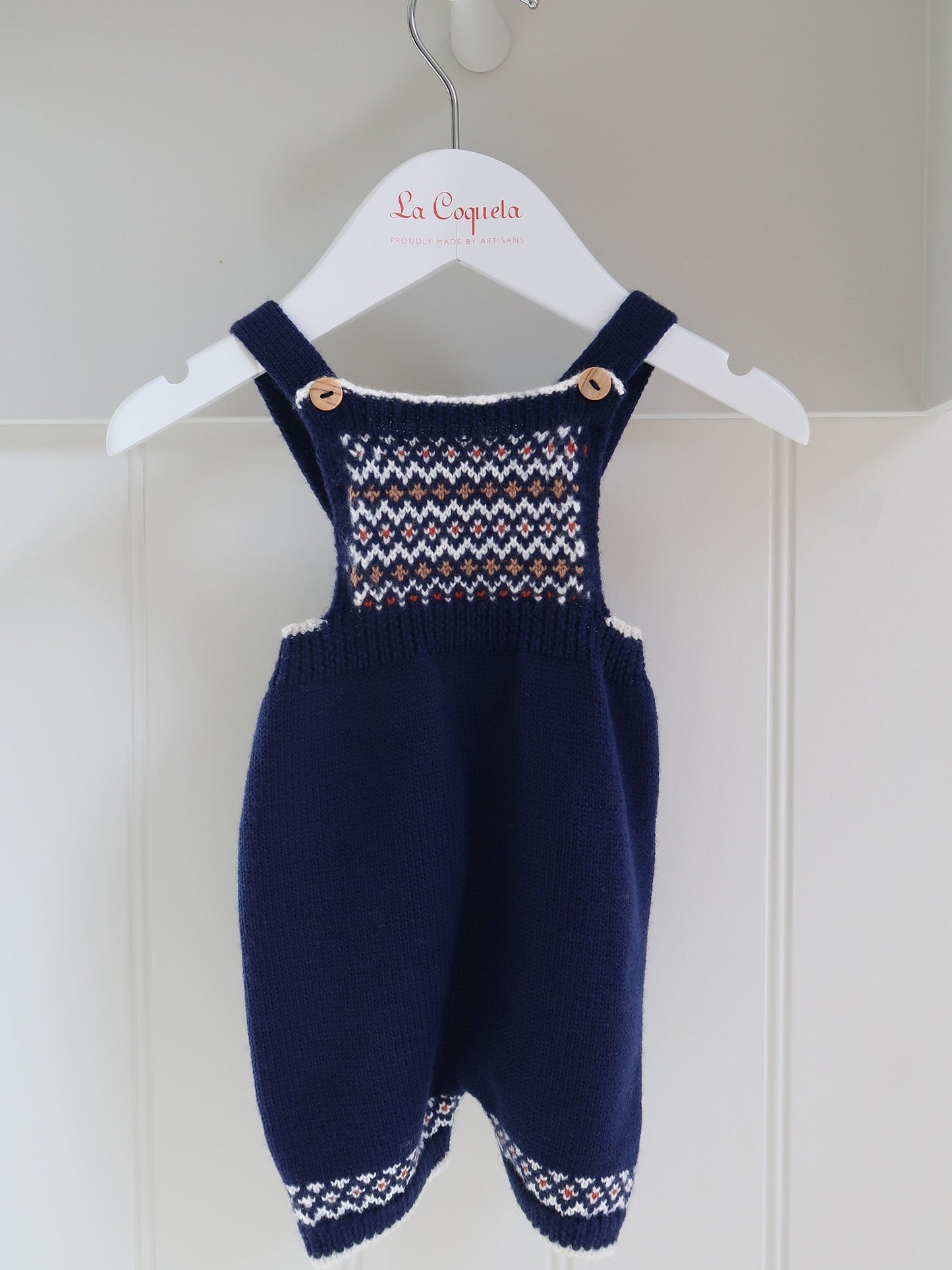 Navy Rubino Merino Fair Isle Baby Knitted Overalls