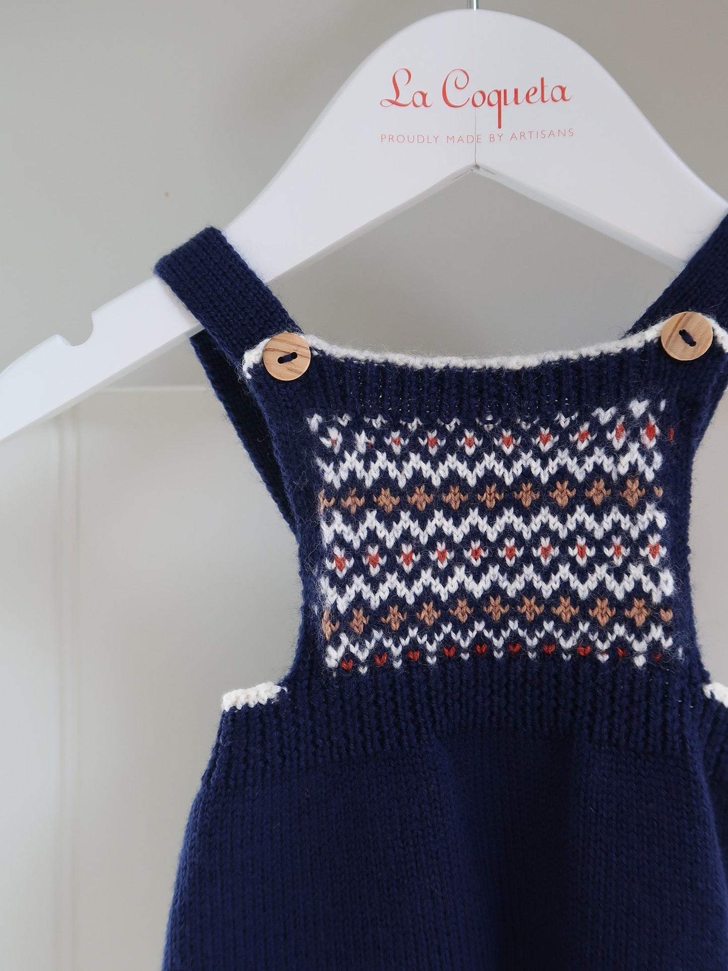 Navy Rubino Merino Fair Isle Baby Knitted Overalls