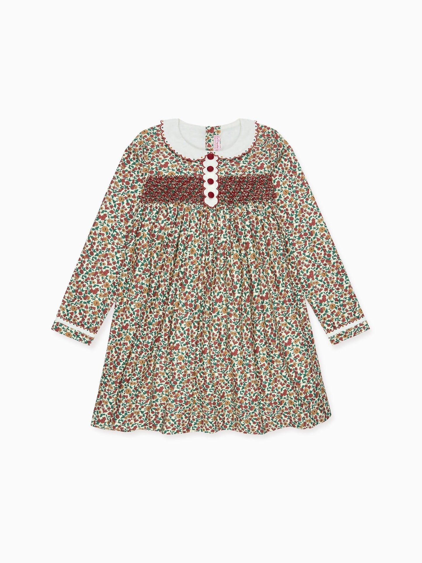 Terracotta Floral Noelia Girl Hand-Smocked Dress