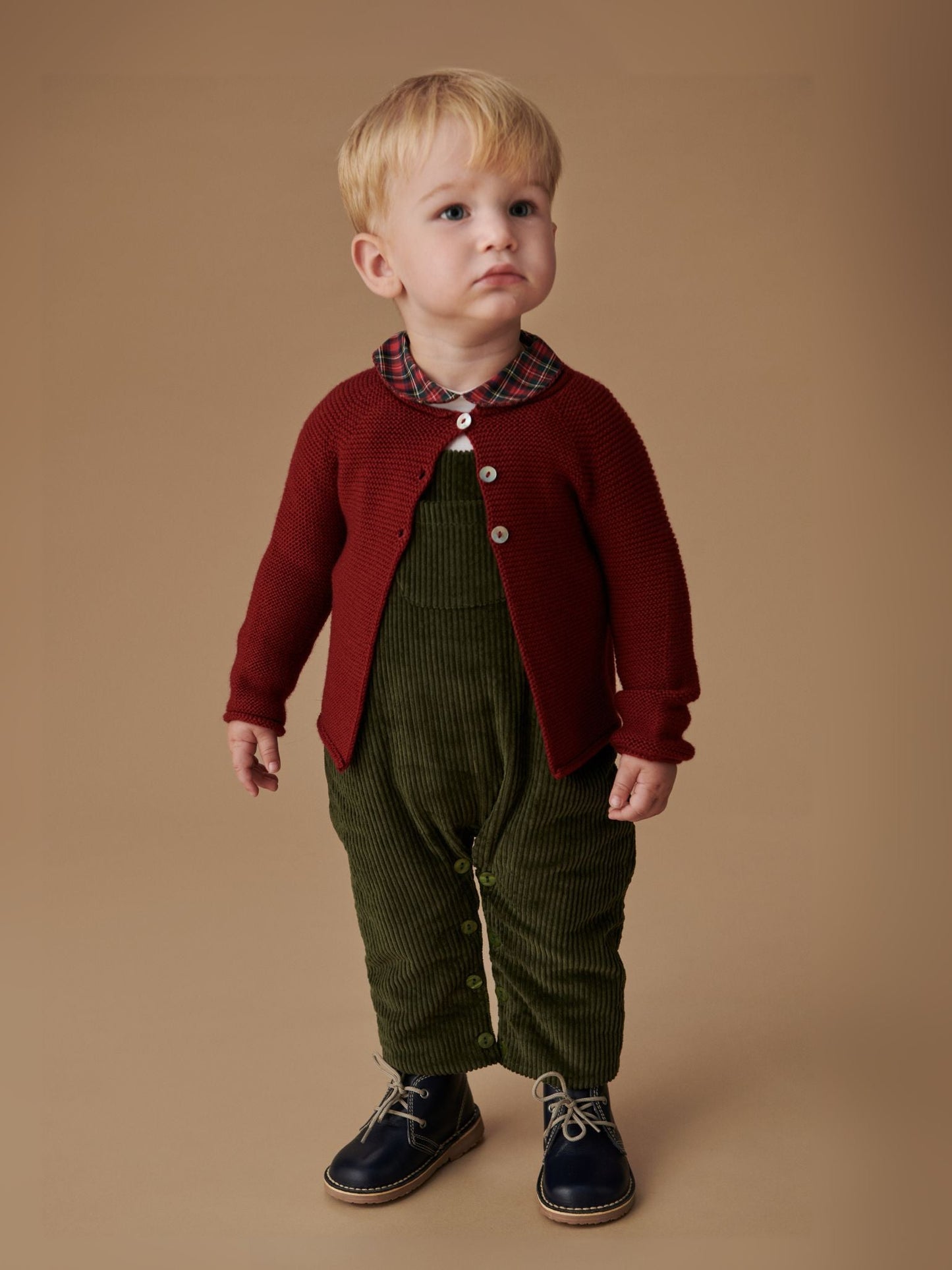 Olive Green Coroza Corduroy Baby Overalls