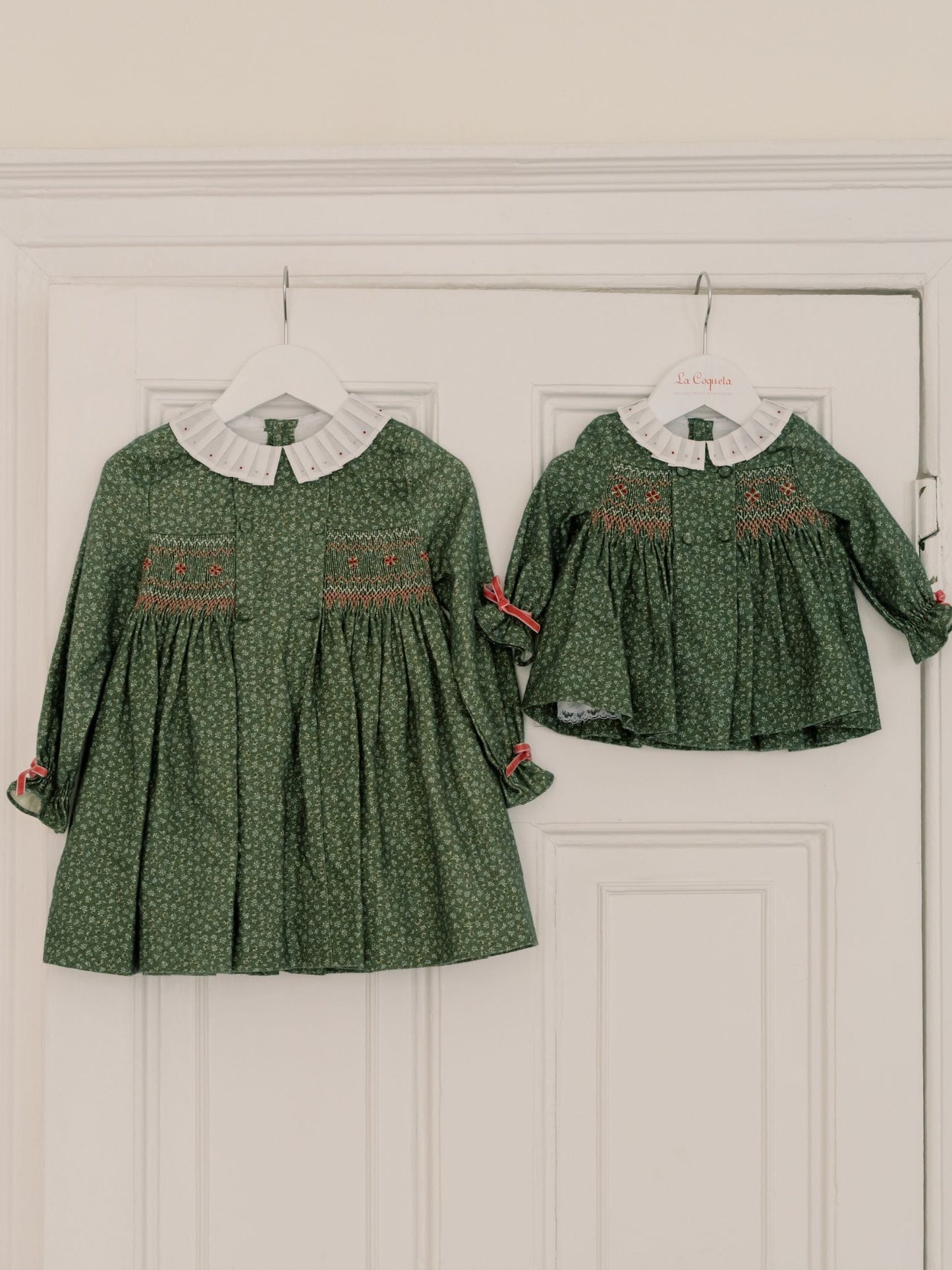 Green Floral Magdalena Girl Hand-Smocked Dress