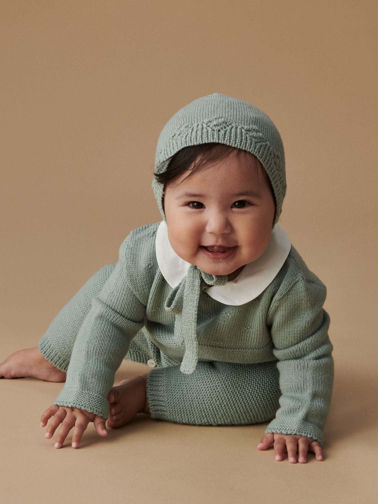 Sage Rumi Merino Baby Knitted Jumpsuit