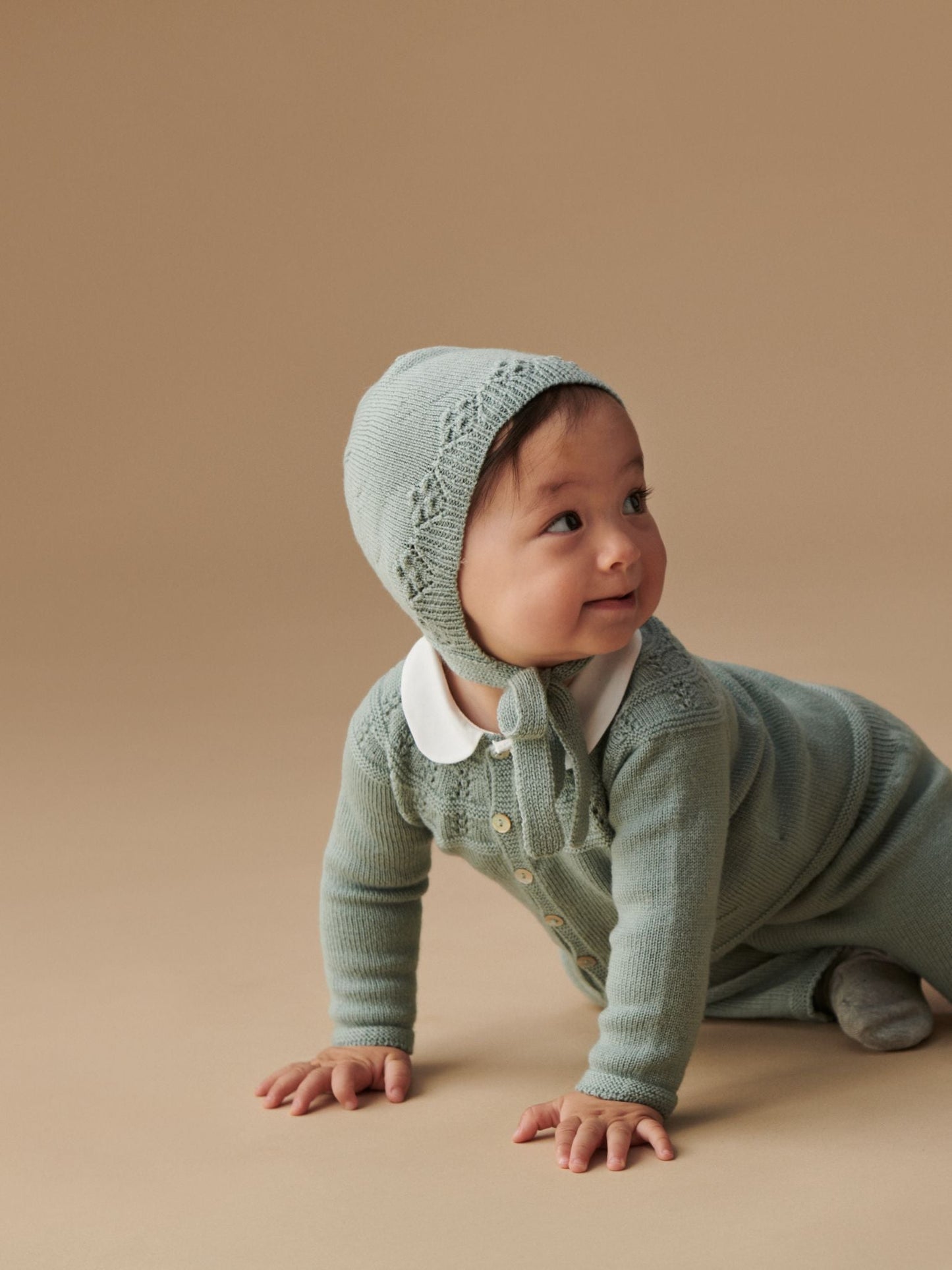Sage Rumi Merino Baby Knitted Jumpsuit