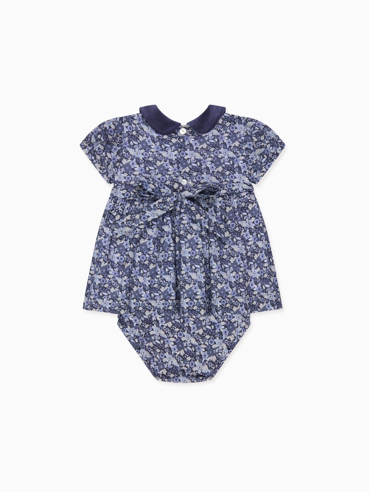 Navy Floral Arcadia Baby Girl Hand-Smocked Set