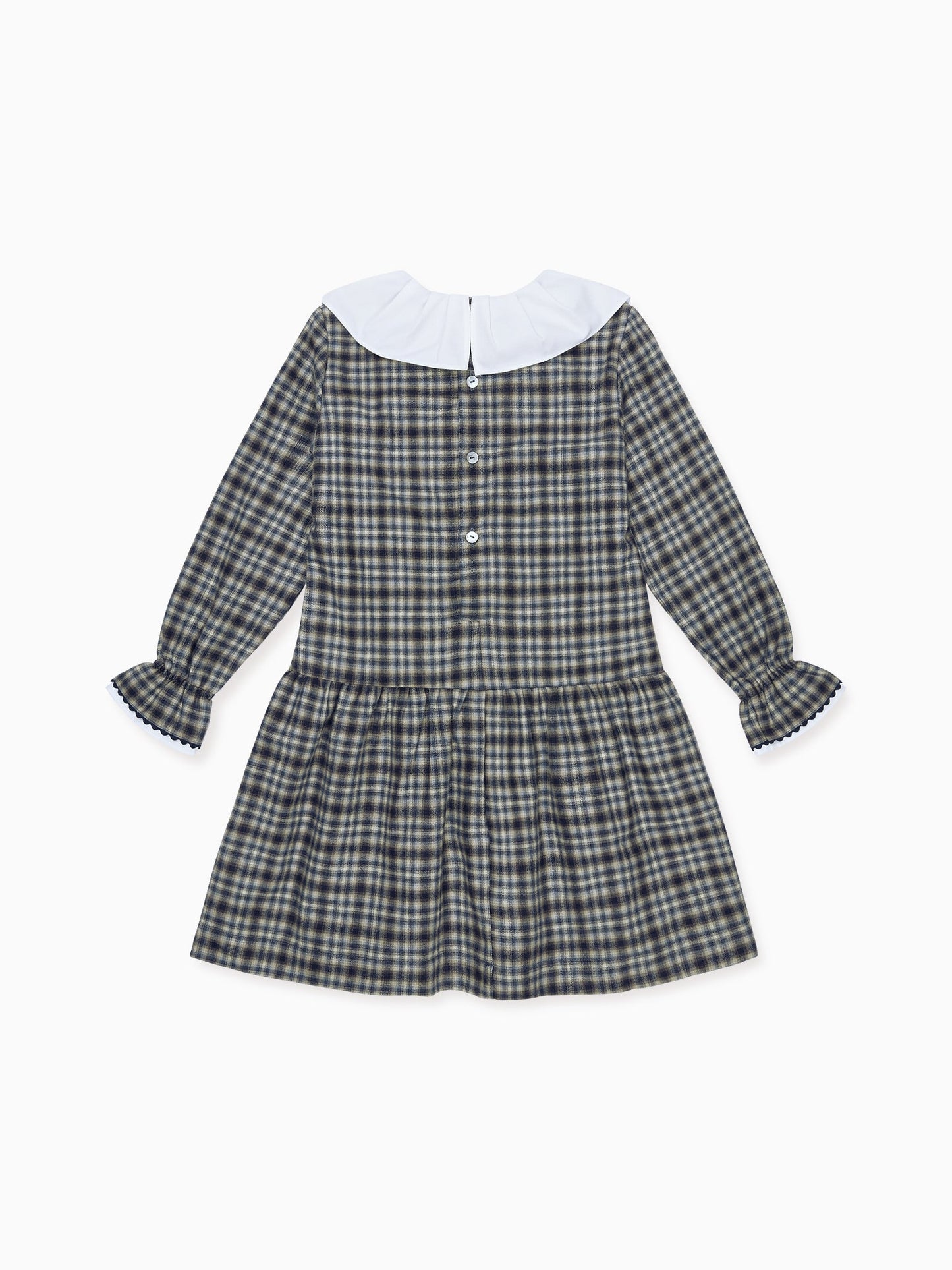 Navy Check Tessa Girl Drop Waist Dress