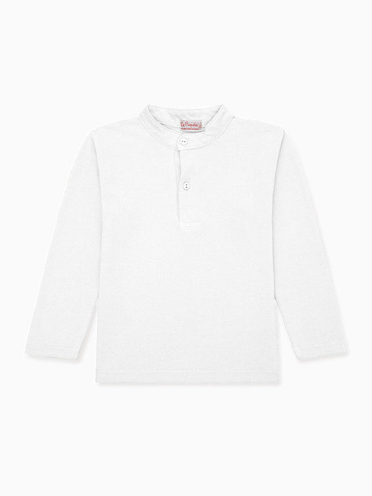 White Alcomo Long Sleeve Boy Polo Shirt