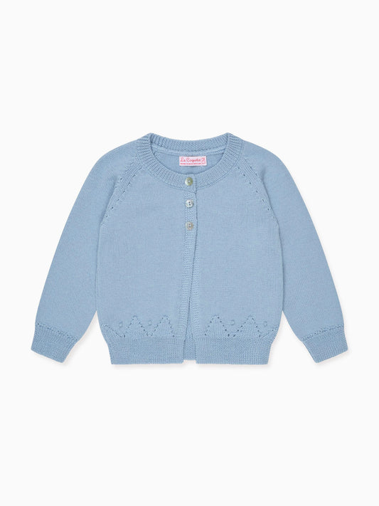 Dusty Blue Alvira Merino Baby Cardigan