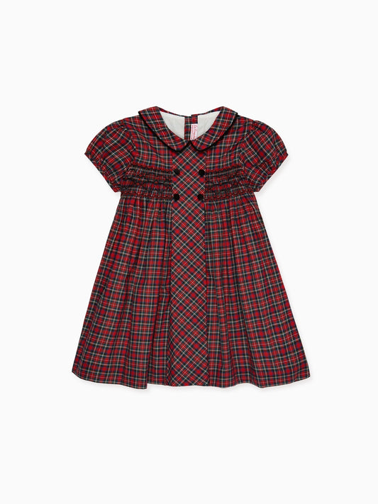 Red Tartan Arcadia Girl Hand-Smocked Dress