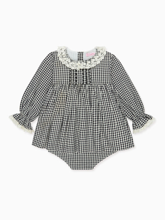 Black Gingham Aurelia Baby Girl Set