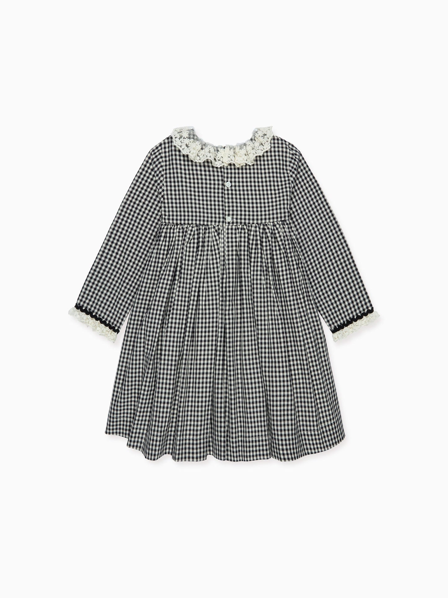 Black Gingham Aurelia Girl Empire Dress
