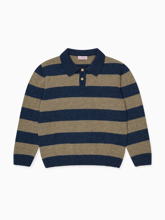 Taupe Stripe Brio Merino Boy Sweater