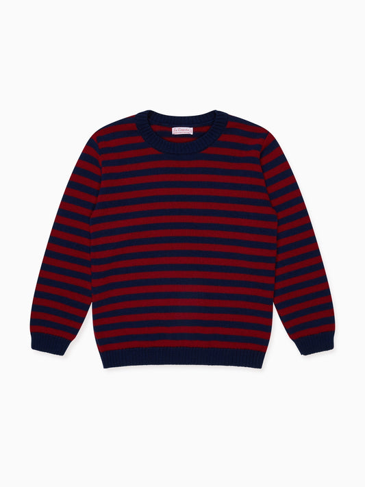 Burgundy Stripe Bromo Merino Boy Sweater