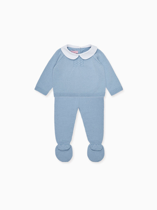 Dusty Blue Celyn Merino Baby Knitted Set