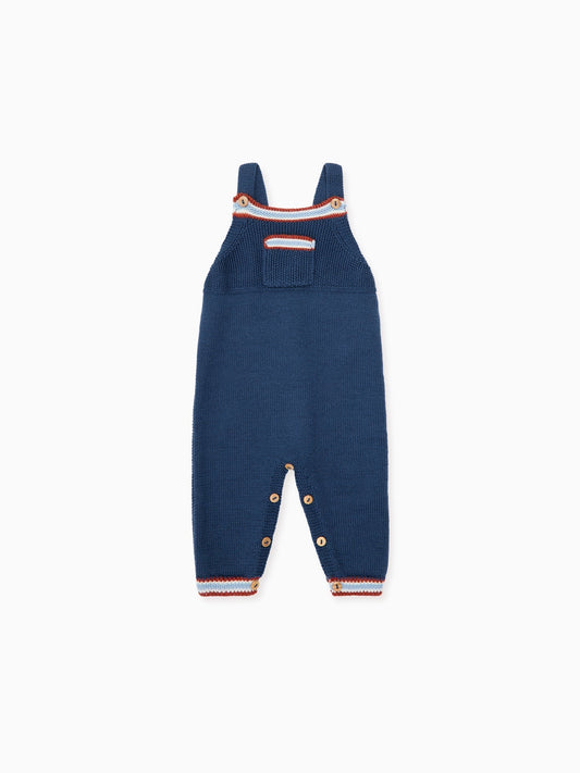 Soft Denim Melange Cayo Merino Baby Knitted Overalls