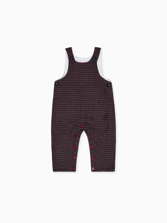 Burgundy Check Coroza Baby Overalls