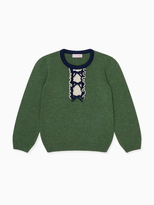 Olive Green Dolfito Merino Girl Sweater