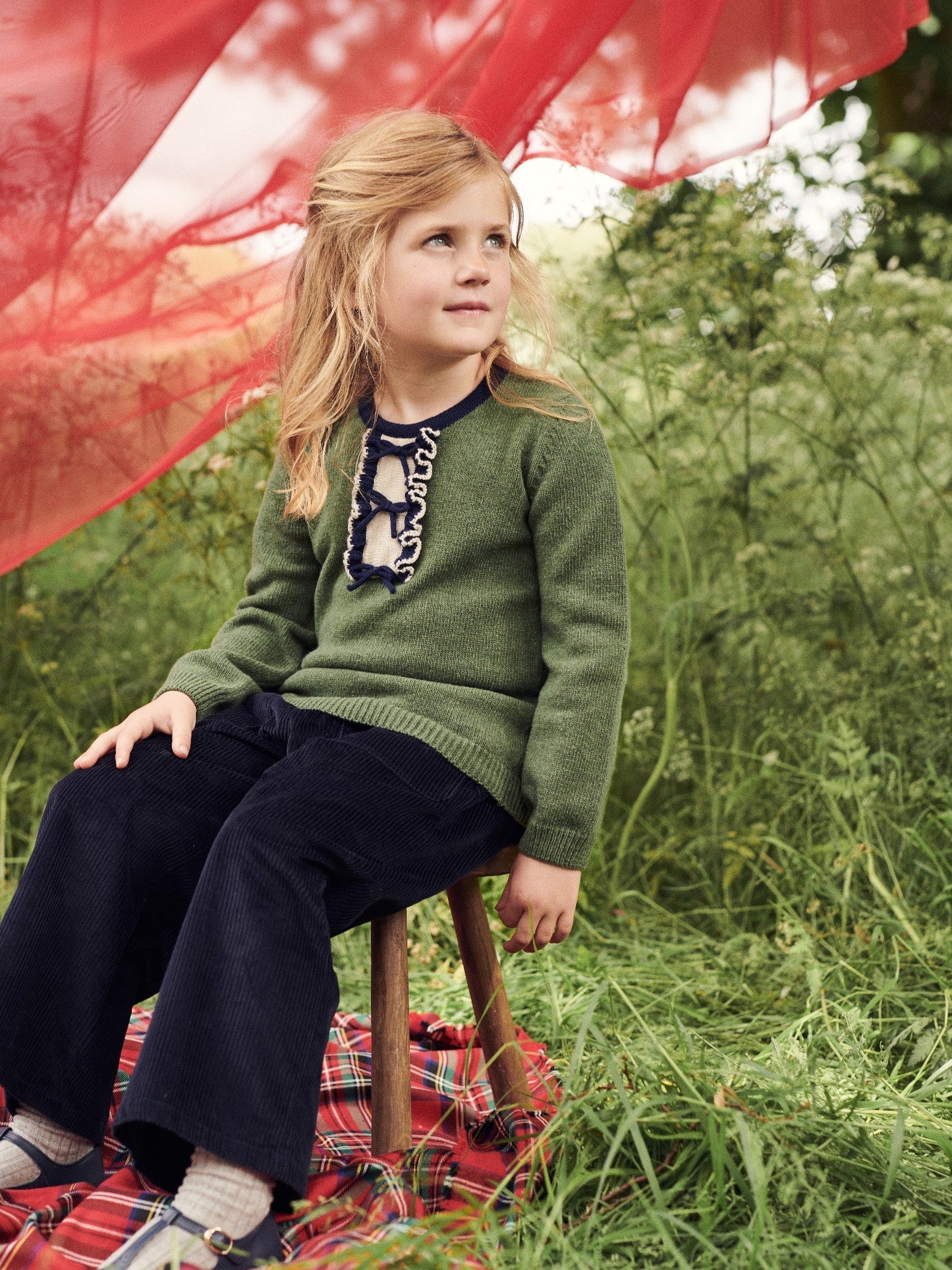 Olive Green Dolfito Merino Girl Sweater