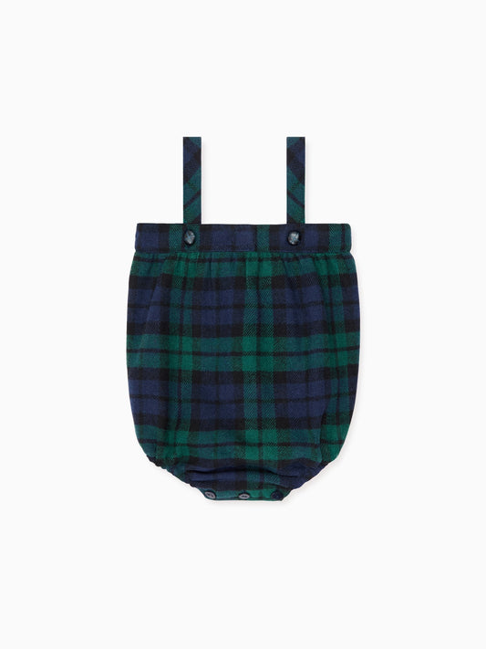 Green Tartan Filada Baby Romper Overalls
