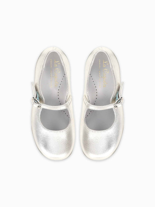 Silver Leather Girl Mary Jane Shoes