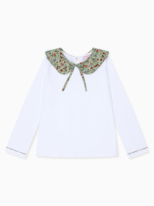 Sage Bird Floral Iziar Long Sleeve Girl Top