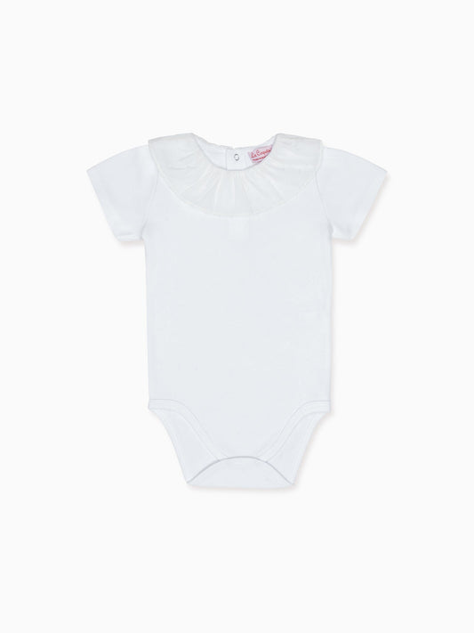 White Pluma Cotton Baby Bodysuit